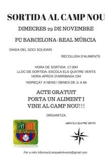 L'AMPA de lescola els Quatre Vents a veure el Barça - R.Murcia