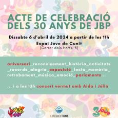 El 6 d’abril, acte de celebració del 30è aniversari del JBP