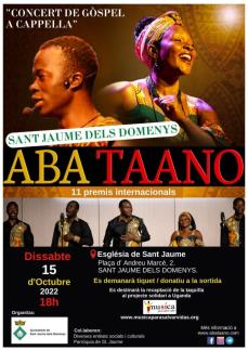 El 15 d’octubre, concert solidari de gòspel amb el grup "Aba Taano"