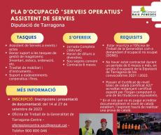 La Diputació de Tarragona convoca un Pla d’Ocupació d’assistent de serveis